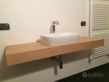 mensola bagno in rovere massello sospeso spazzolat