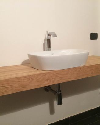 mensola bagno in rovere massello sospeso spazzolat