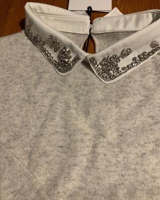 Maglia con colletto gioiello