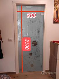 Porta scorrevole in vetro serigrafata