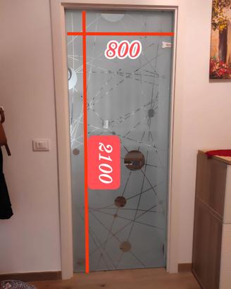 Porta scorrevole in vetro serigrafata