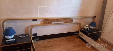 Letto ottone laccato nero + rete doghe e comodini