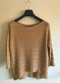 Maglia in filo beige e dorato T. 48 NUOVA