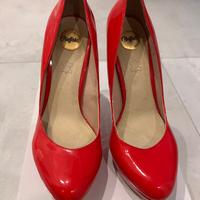 Buffalo Décolleté rosse pelle lucidata