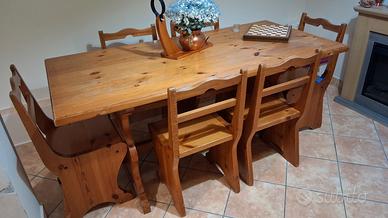 Tavolo con sedie legno massello