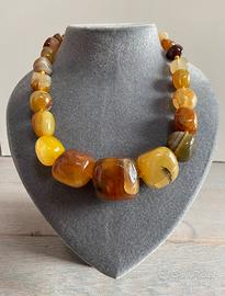 Collana in agata naturale color miele