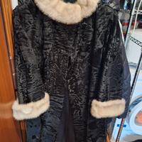pelliccia vintage astrakan con bordi visone
