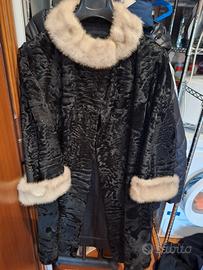 pelliccia vintage astrakan con bordi visone