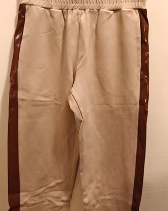Pantalone Twinset  in pelle  fantasia nuvola 