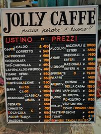 Listino Prezzi BAR Completo JOLLY CAFFÈ vintage 
