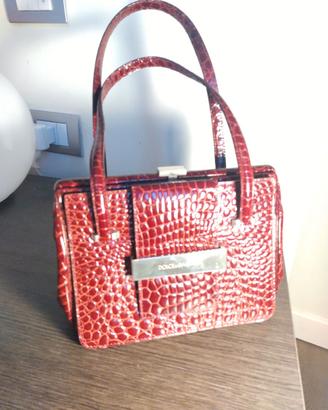 Borsa vintage Dolce&Gabbana rossa eff. coccodrillo