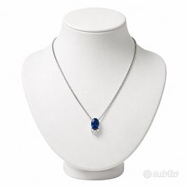 Collana pendente zaffiro ovale e diamanti