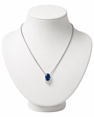 Collana pendente zaffiro ovale e diamanti