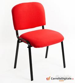 Sedia Imbottita Impilabile in Tessuto ROSSO