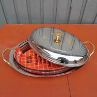 pirofila in pyrex con base acciaio e oro