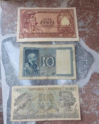 Banconote 100 lire  10 lire 500 lire medusa