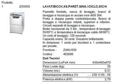 LAVABICCHIERI PROFESSIONALE ELECTROLUX