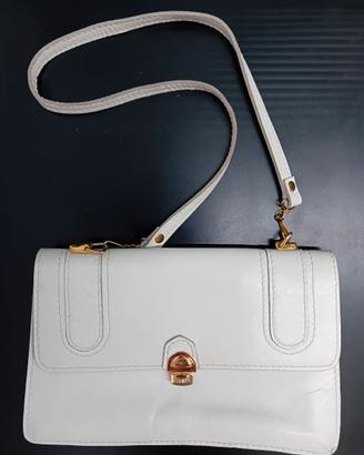 Borsa a tracolla in pelle bianca vintage