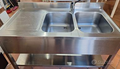 LAVANDINO DOPPIA VASCA IN ACCIAIO INOX