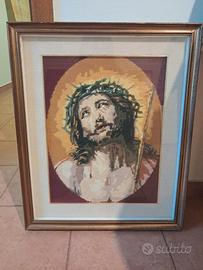 Quadro ricamato - Soggetto Crocifissione 