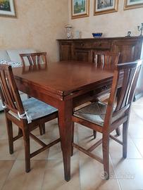 tavolo legno massiccio + 4 sedie
