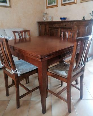 tavolo legno massiccio + 4 sedie