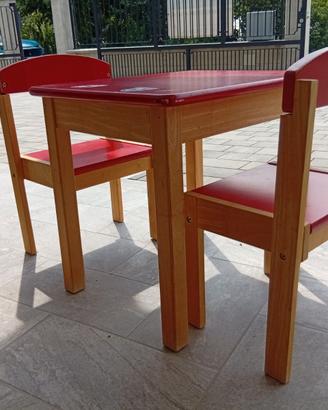 Tavolino e seggioline in LEGNO per bambini/e