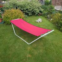 amaca rossa  da giardino con supporto ed imballo ,