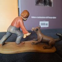 Bambino con cane , presepe legno dipinto