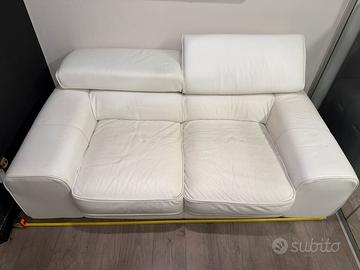Divano 2 Posti in Vera Pelle Bianco