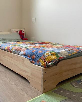 Letto in legno Montessori con materasso (190x90)
