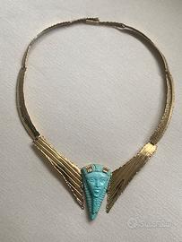 Girocollo oro con centrale in turchese americano