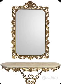Set specchio i ferro battuto e marmo