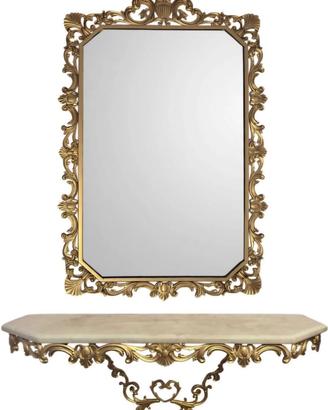 Set specchio i ferro battuto e marmo