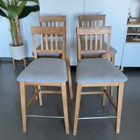 4 sgabelli in legno e tessuto