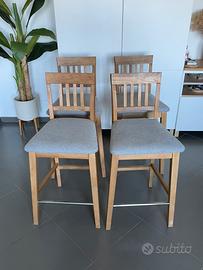 4 sgabelli in legno e tessuto