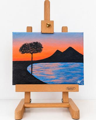 Dipinto fatto a mano – Tramonto sul mare 20x15 cm