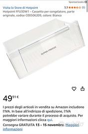 Cassetto congelatore sueriore