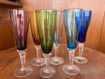 Set 6 bicchieri colorati in vetro di Murano - Arredamento e