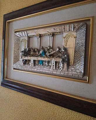 quadro ultima cena, in rilievo argento 925.