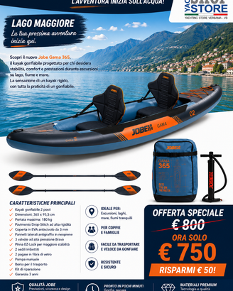 Kayak Gonfiabile JOBE Gama 365 2 Posti Nuovo