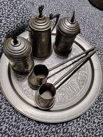 set servizio da caffè e tè arabo in metallo