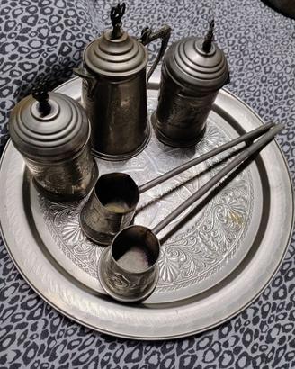 set servizio da caffè e tè arabo in metallo