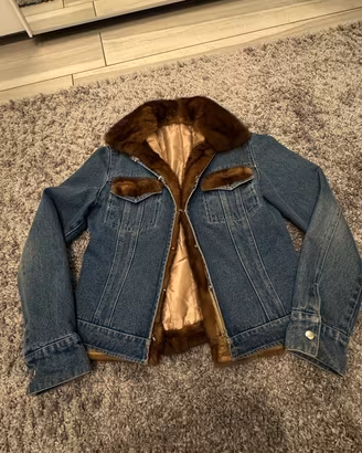 Giubbotto jeans tg M inserti in visone