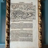 Pavia veduta map antica incisione 1574 Munster