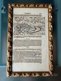 Pavia veduta map antica incisione 1574 Munster