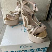 Sandalo donna con zeppa e tacco largo