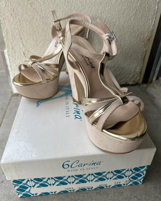 Sandalo donna con zeppa e tacco largo