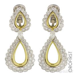 Orecchini a goccia in oro bicolor e diamanti 4,28