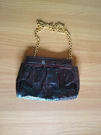 borsa stampa di coccodrillo marrone 